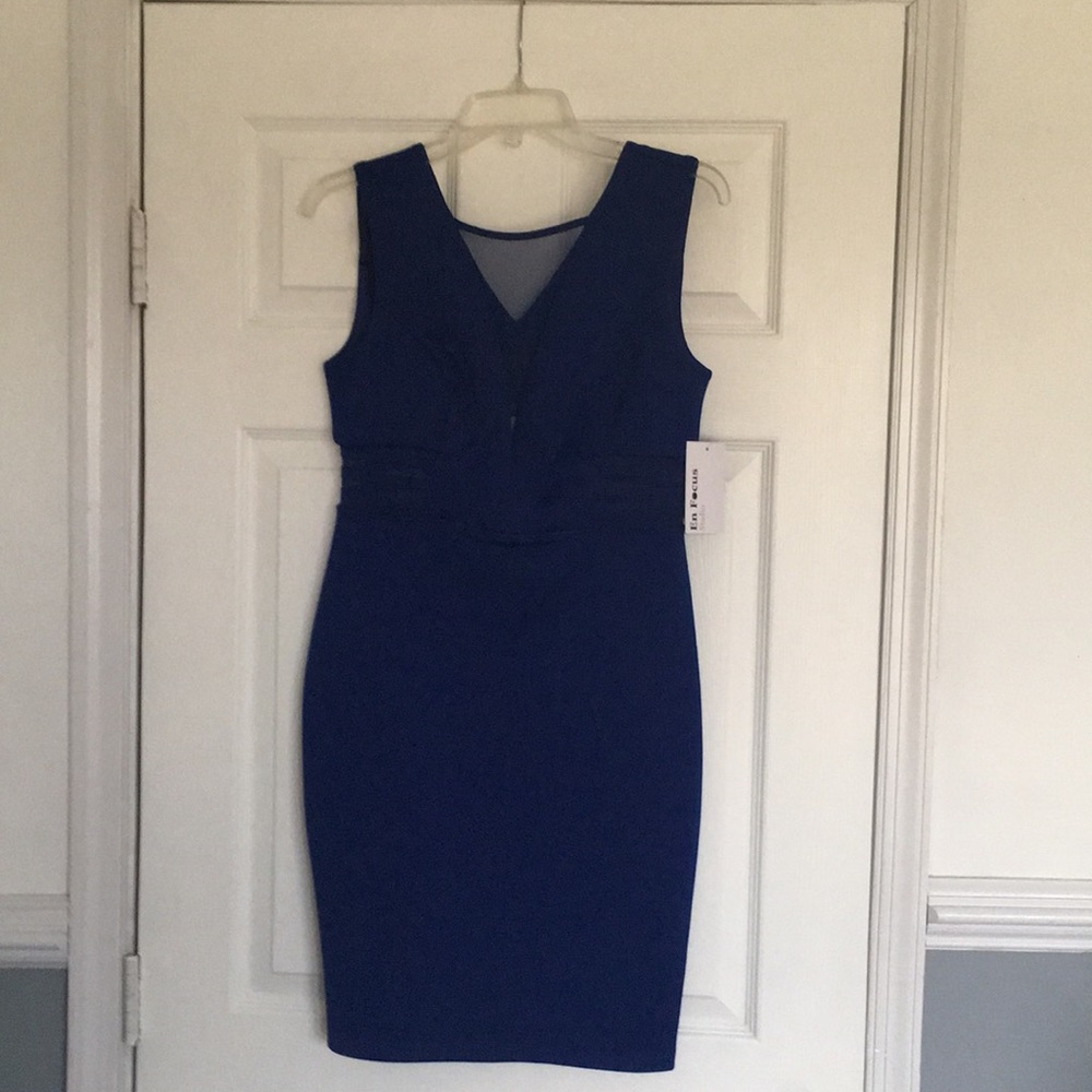 Sleeveless body on dress royal blue